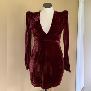 Express Crushed Velvet deep V mini dress